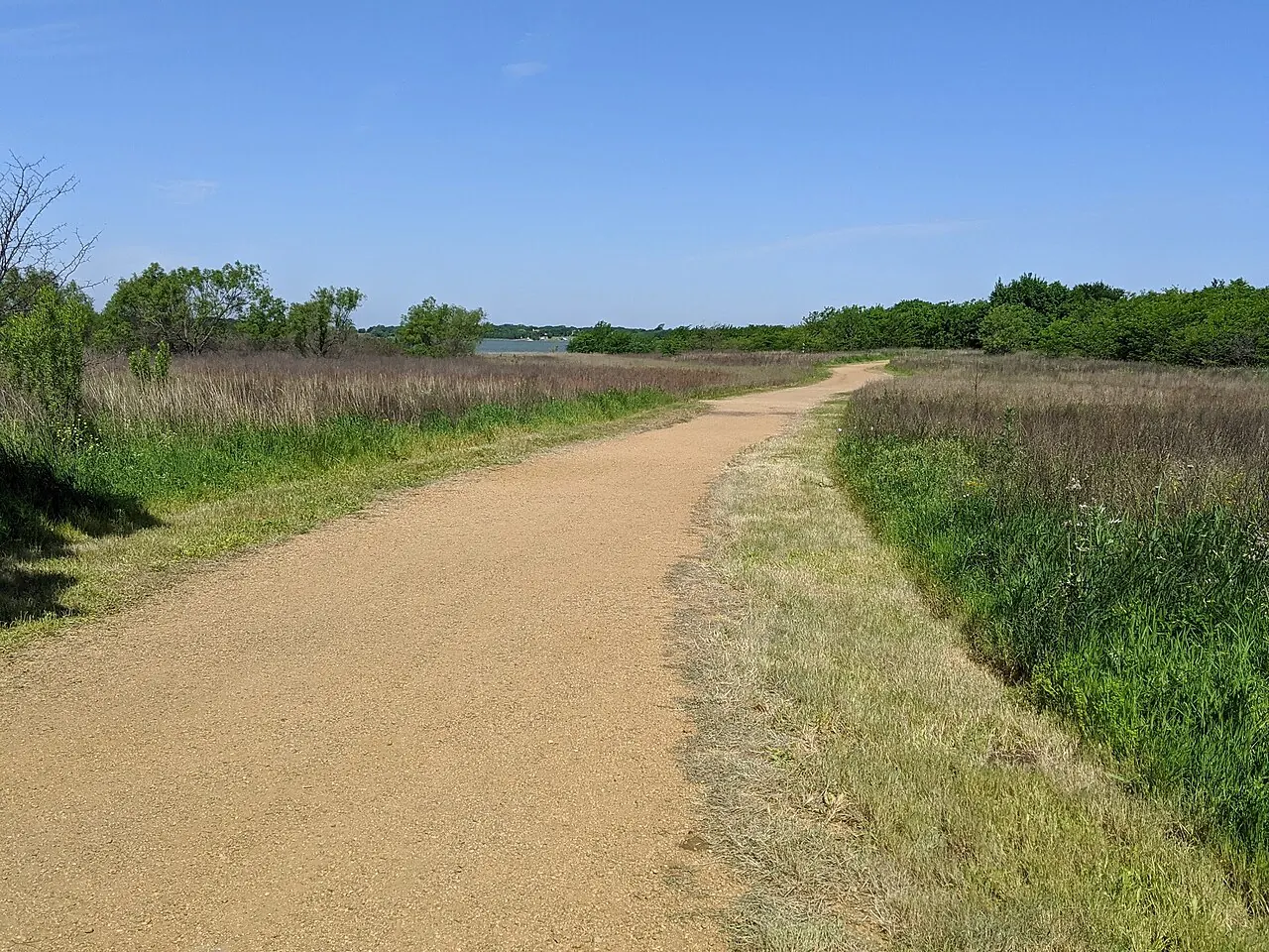 Trail along Lewisville Lake at Ridgepointe Park in The Colony, Texas