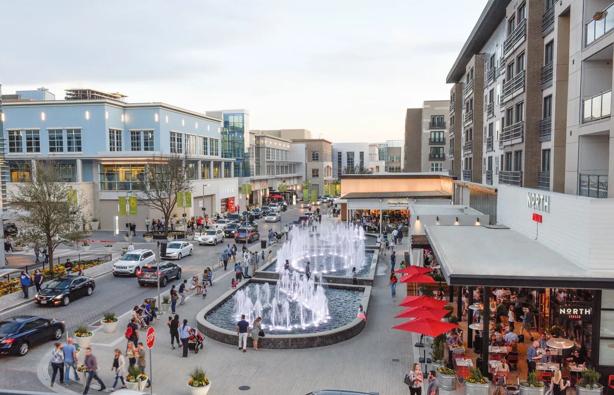 Town plaza with fountain